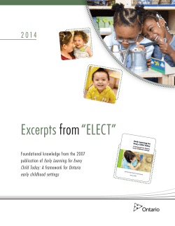 Excerpts from ELECT - www.edu.gov.on.ca.