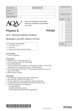 Mechanics, Materials and Waves June 2013