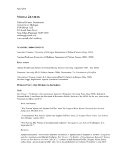 Zeisberg CV 2016 - College of Literature, Science, and the Arts