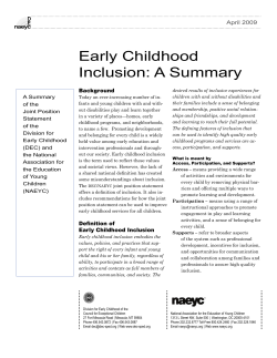 Early Childhood Inclusion: A Summary