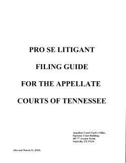 FILING GUIDE FOR THE APPELLATE COURTS OF TENNESSEE