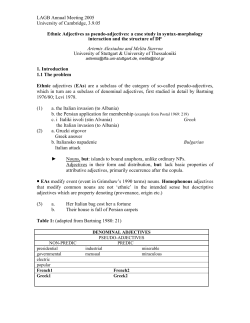 Ethnic Adjectives as pseudo-adjectives: a case