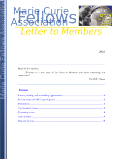 Letter to members - Marie Curie Fellows Association