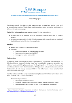 Blueprint for Sectorial Cooperation on Skills in the Maritime