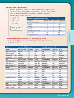 Temperature Conversions Converting Between SI and