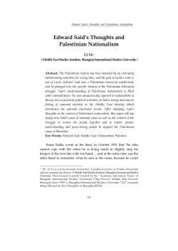 Edward Said`s Thoughts and Palestinian Nationalism