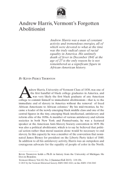 Andrew Harris, Vermont`s Forgotten Abolitionist