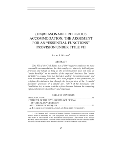 (un)reasonable religious accommodation