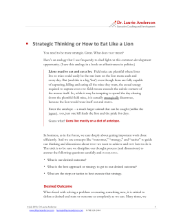 Strategic Thinking or How to Eat Like a Lion