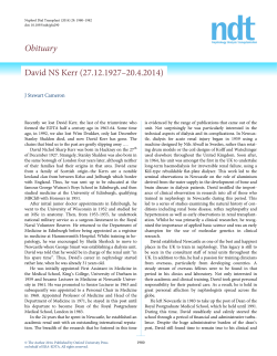 Obituary David NS Kerr (27.12.1927&ndash;20.4.2014)