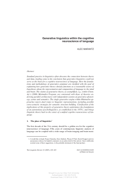 Generative linguistics within the cognitive