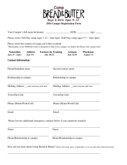 2016 Camper Registration Form Your Camper`s full name/nickname