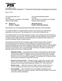 May 31, 2013 The Honorable Mark Leno Co