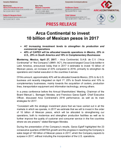 Arca Continental to invest 10 billion of Mexican pesos in 2017
