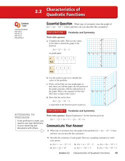 2.2 Characteristics of Quadratic Functions