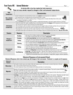 Fast Facts #6 Animal Behavior - Anderson School District One