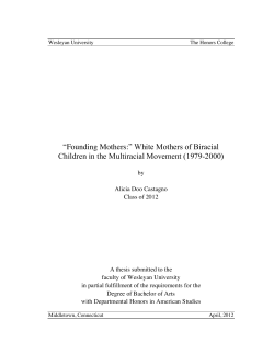 "Founding Mothers:" White Mothers of Biracial Children