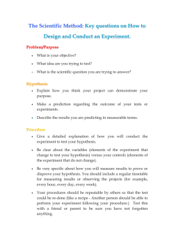 The Scientific Method: Key questions on How to Design and