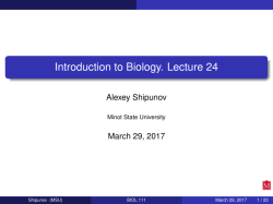 Introduction to Biology. Lecture 24