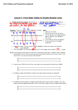 Lesson 7 Ratio Tables to Double Number Lines