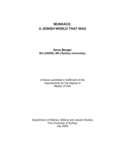 munk&aacute;cs: a jewish world that was