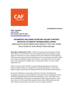 cafamerica welcomes secretary hillary clinton`s initiative to simplify