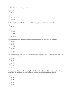 1. Of the following, which is greater than &frac12;