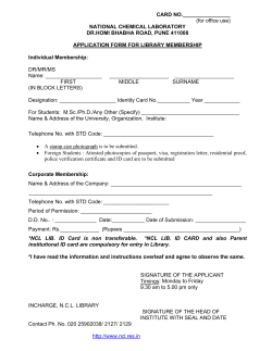 Membership Form - National Chemical Laboratory