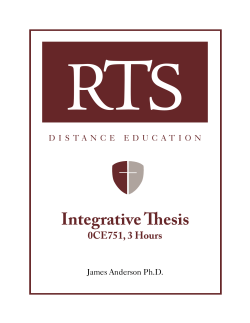 Integrative Thesis - Reformed Theological Seminary