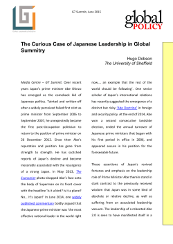The Curious Case of Japanese Leadership in Global Summitry