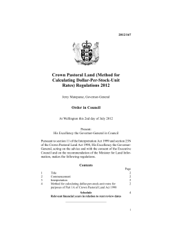 Crown Pastoral Land (Method for Calculating Dollar-Per-Stock