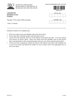 CHEMISTRY HIGHER LEVEL PAPER 3 Thursday 18 November