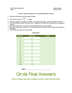 144 2 3 Good luck! Number Maximum Score 1 9 2 4 3 4 4 15 5 12 6