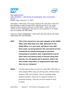 SAP HANA Effect Episode 4