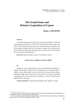 The Grand Game and Britain`s Acquisition of Cyprus