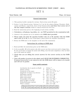 NATIONAL ENTRANCE SCREENING TEST (NEST &ndash; 2015)