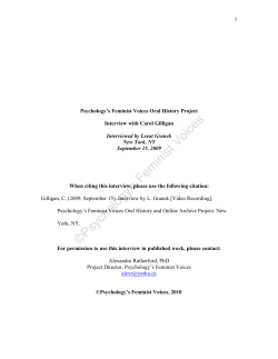 Interview with Carol Gilligan - Psychology`s Feminist Voices