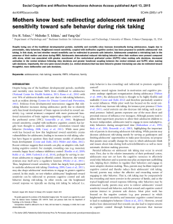 Mothers know best: redirecting adolescent reward sensitivity toward