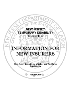 INFORMATION FOR NEW INSURERS - New Jersey Department of