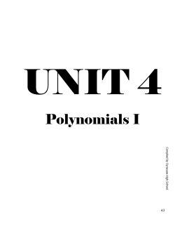 Polynomials I