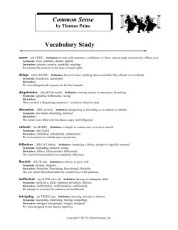 Vocabulary for Thomas Paine`s Common Sense