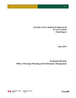 Legislative Services Branch Evaluation
