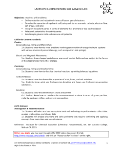 Chemistry: Electrochemistry and Galvanic Cells