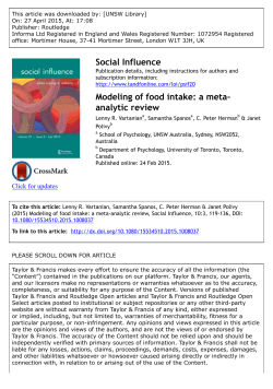 Modeling of food intake
