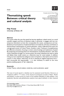 Thematizing speed: Between critical theory and cultural