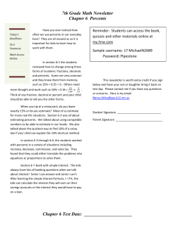 7th Grade Math Newsletter Chapter 6 Percents Chapter 6 Test Date: