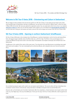 5th Tour O Swiss 2016 &ndash; Opening in northern Switzerland