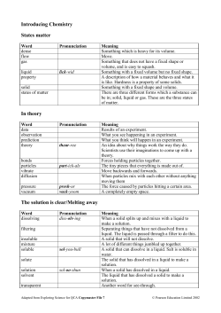Introducing Chemistry States matter In theory The solution is clear