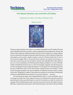 First Opinion: Monsters, Lies, and Truth in The Gallery - Purdue e-Pubs