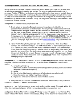 AP Biology Summer Assignment 2016